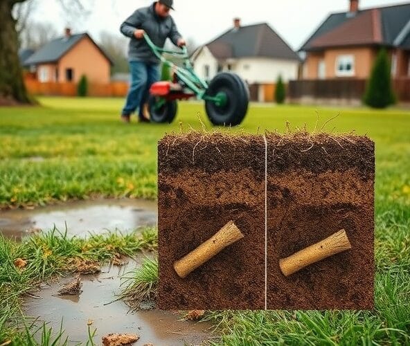 Czy aeracja trawników w Błoniu na gliniastej działce ograniczy kałuże?