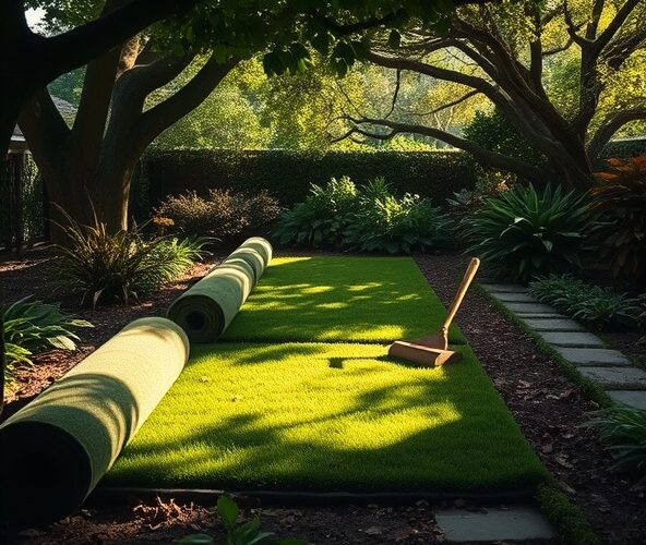 Czy trawa z rolki Piastów sprawdzi się na małym, mocno zacienionym ogrodzie?